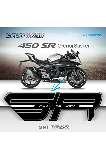 CFMOTO 450 SR ORJINAL GRENAJ STICKER BEYAZ-GRİ