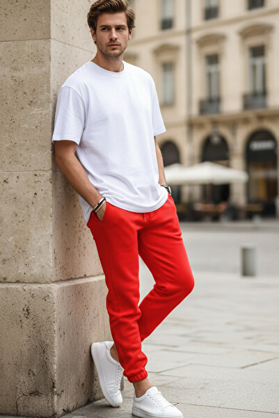 Runades Men's Winter Warm Cotton Sporty Sweatpants with Elastic Legs