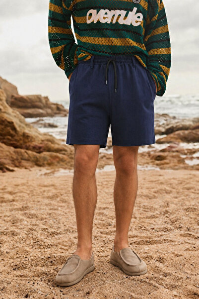 DAMGA JEANS Men's Regular Lace-Up Casual Navy Blue Basic Shorts