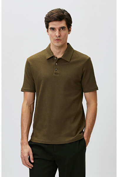 Network Slim Fit Haki Polo Yaka Waffle T-shirt
