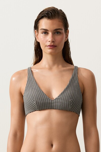 Oysho Mini kareli halter bikini top