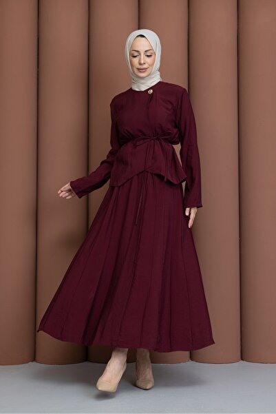 PAVENTİ Costum elegant cu nasturi, din două piese, culoare prună