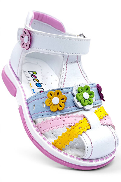 BEEBRON Orthopedic Baby Girl and Child Sandals Bouquet Series White Pink Yell...