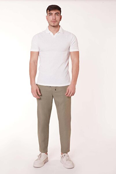 BRACCAS Men's Lace-Up Waist Side Pocket Green Jogger Pants