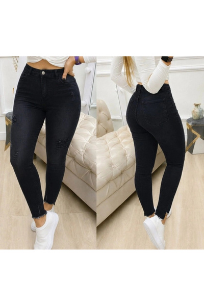Butik Women's High Waist Ripped Patterned Skinny Jeans