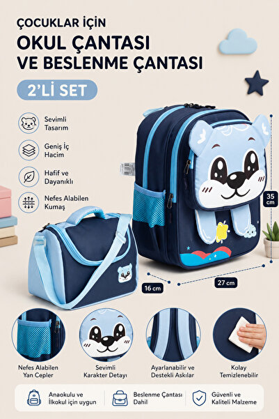 MİECZ BAGS Sevimli Karekter Tasarımlı Anaokulu & Kreş Ve İlkokul Kız Erkek Ço...