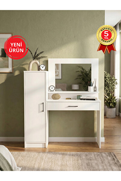 dorpek Aynalı Makyaj Masası, Kapaklı ve Çekmeceli Makyaj Masası Organizeri, T...