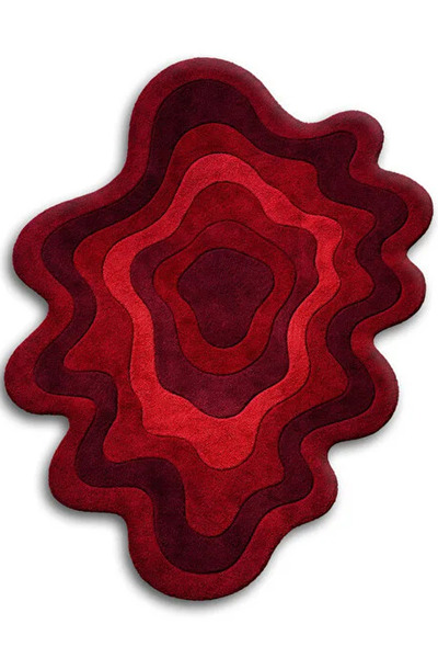Rugs Modern Halı SDT Modern Dalgalı Form Kırmızı Dokuma Taban Dekoratif Halı ...