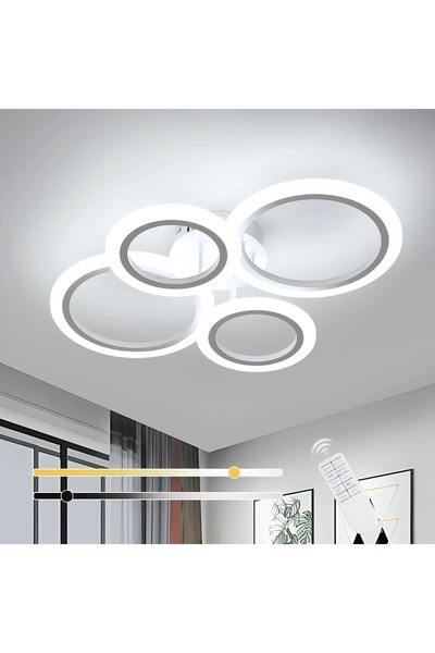 LightPlanet Lustra LED 4 cercuri cu Telecomanda wifi 24G cu intensitate 500 X...