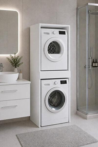 SARMOBİ Çamaşır Makinası Dolabı Kurutma Makinası Dolabı 2 Kapaklı 190x67x67