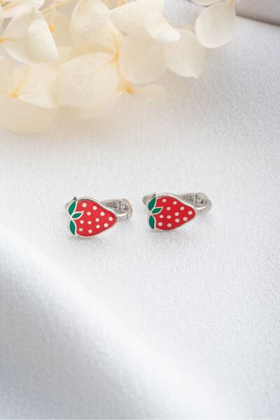 Silvano Jewelry 925 Ayar Gümüş Çocuk Çilek Küpe