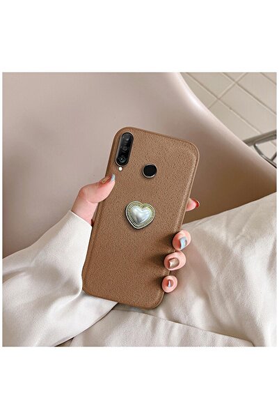 Pro Aksesuar Huawei P30 Lite Uyumlu Kılıf Kalpli Vel Silikon Kılıf Açık Kahve...