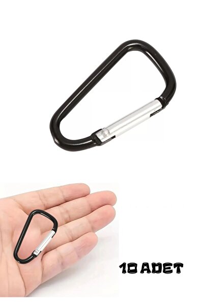 TATA CRAFT Siyah Karabina Askı Kancası * 10 Adet Outdoor Sırt Çantası Kamp An...