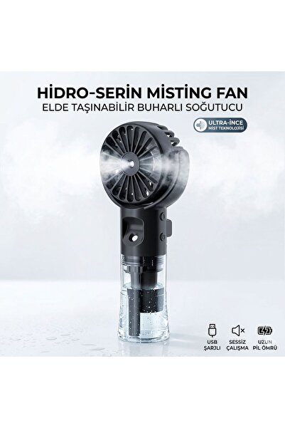 Mmctech El Tipi Sulu Buharlı Fan Şarjlı Vantilatör Mini Masaüstü El Fan Taşın...