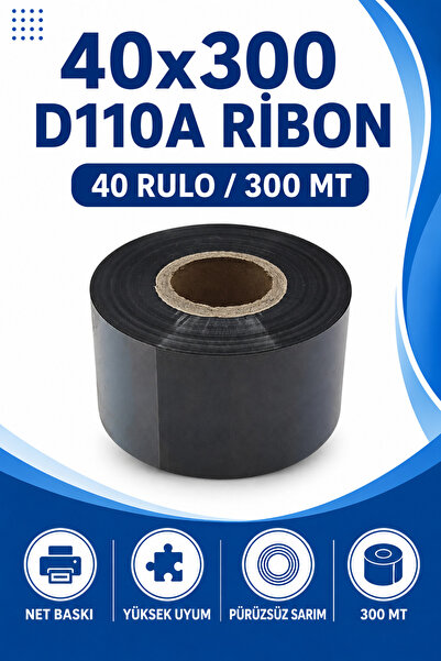 Küresel Etiket Barkod 40X300Mm D110A Ribbon |   40 Rolls |   300m |   Durable...