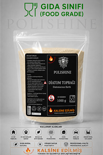 POLİSHİNE Diatom Toprağı | Kalsine Edilmiş |10 Mikron 1000gr | Yüksek Saflık
