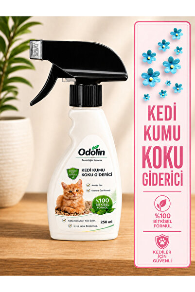 Odolin Kedi Kumu ve Tuvaleti İçin Doğal Koku Giderici, İdrar & Çiş Kokusu Tem...