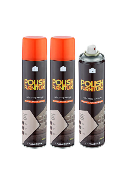 Lawazim Polish Furniture Spray 300ml - Water Based Quick Dry Multi-Surface Cl...