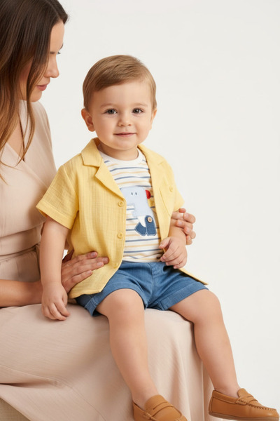 mumbino Baby Boy 3-Piece Summer Set with Printed T-Shirt 6-24 Months