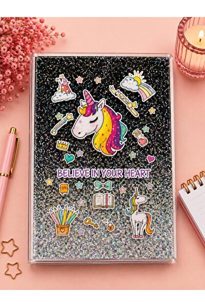 4nio Caiet de note cu unicorn gri închis