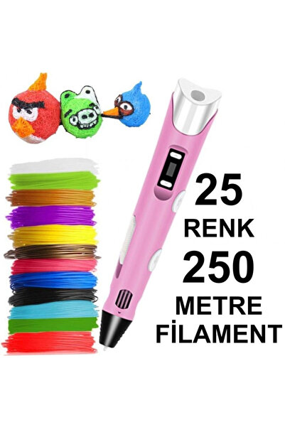 Robobloq PEMBE 3D Kalem Yazıcı+25 renk 250 metre(25x10metre) PLA Filament