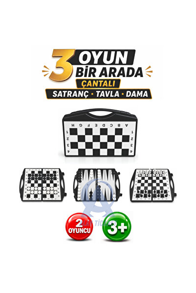 ALAY Ticaret Çantalı Üçü Bir Arada Set - Satranç - Tavla - Dama