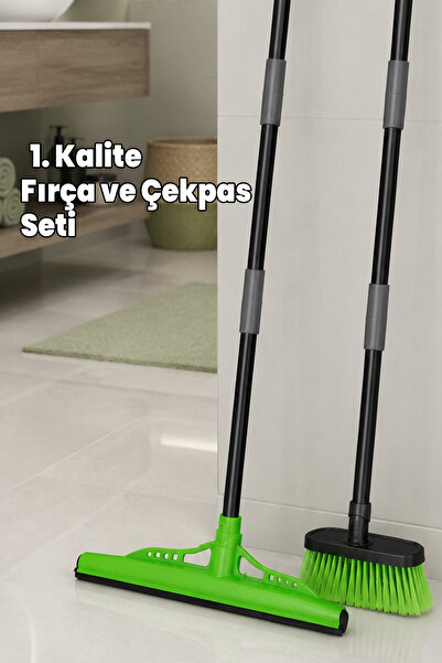 Destpak Fırça Çekpas Seti - Demonte Sap - Ev Fırçası ve Yersil - 110 CM Sap -...