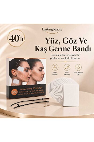 lasting beauty 40 Adet Ipli Kaş Germe Bant Göz Boyun Germe Bandı Yüz Gerdirme...
