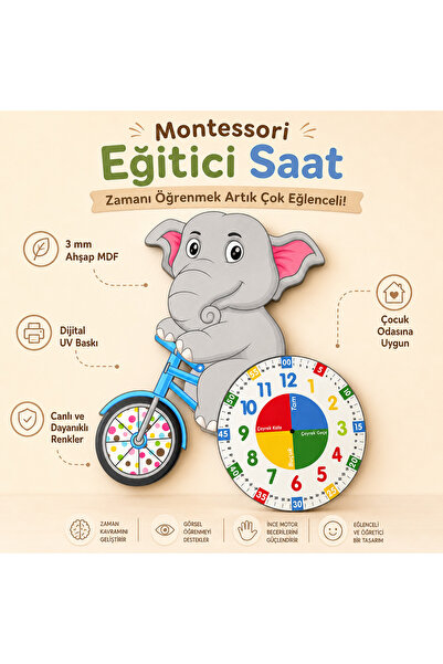 karbonsoft Sevimli Fil Betty Bisiklet Sürüyor Montessori Çocuk Odası Eğitici ...