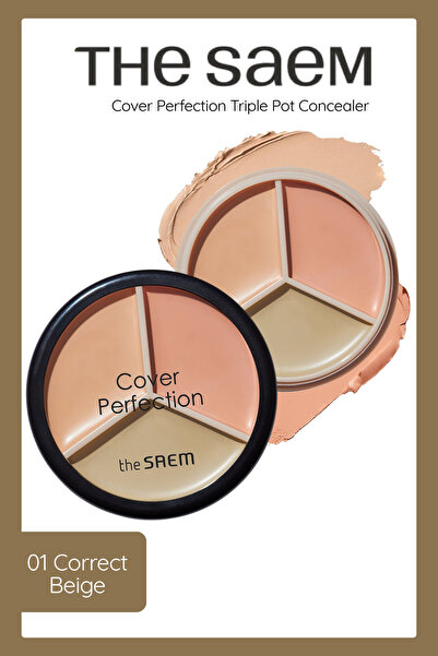 THE SAEM Cover Perfection Triple Pot 3'lü Kapatıcı Paleti - 01 Correct Beige ...