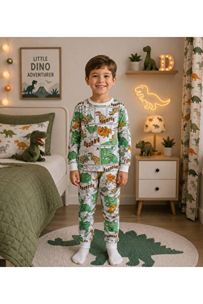 Pajama Shop Set de pijamale de iarnă cu mânecă lungă pentru băieți, 100% bumb...