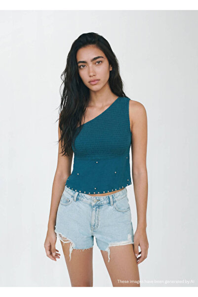 Mango Teen Küçük yırtık detaylı denim şort