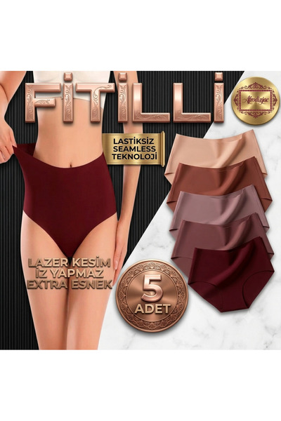 Afrodizyac 5'li Yüksek Bel Lazer Kesim FİTİLLİ İz Yapmaz Extra Esnek Külot
