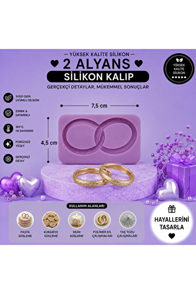 Genel Markalar Silikon Kalıp 2 Alyans Silikon Standart Mor
