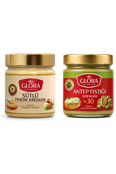 Glora İkili Krema Paketi - Sütlü Fındık Kreması 200gr x 1 Adet + Antep Fıstığ...