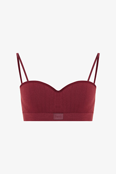Penti Bordo Stardoll Dikişsiz Balenli Push Up Straplez Sütyen