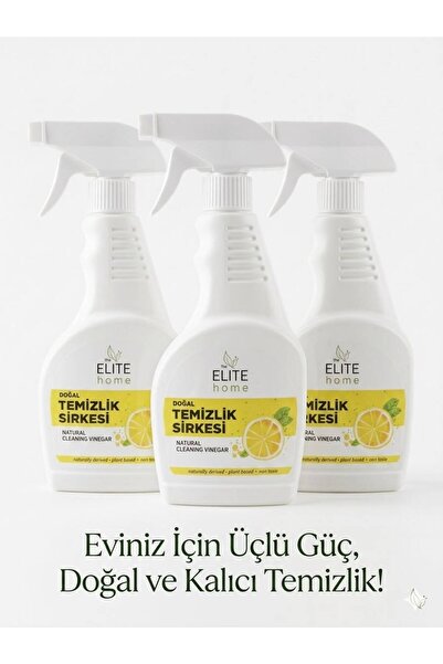 The Elite Home Organik Sertifikalı Çok Amaçlı Temizlik Sirkesi 500 ml x 3 adet