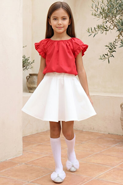 Parla Kids Girl's Red Blouse Cream Skirt April 23 October 29 Show Team