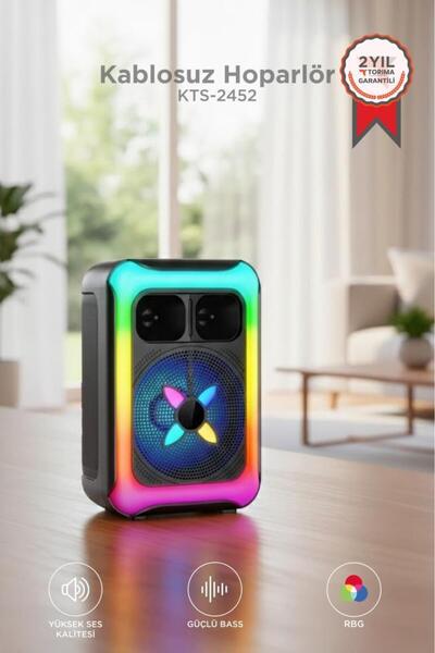 Torima Bluetooth Hoparlör Rgb Işıklı USB TF FM 12W Kablosuz Taşınabilir Speak...