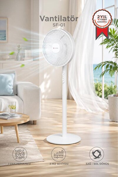 Torima Vantilatör 7 Pervaneli 3 Kademeli Ayarlanabilir Ayaklı 14 Inc 45W Fan ...