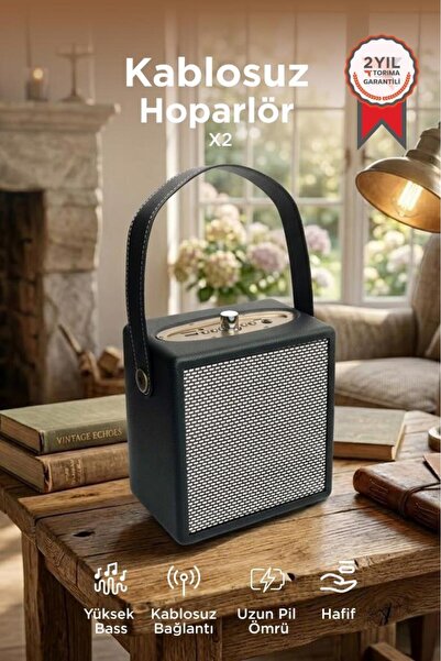 Torima Bluetooth Hoparlör Taşınabilir Speaker Wooden Case X2 Siyah