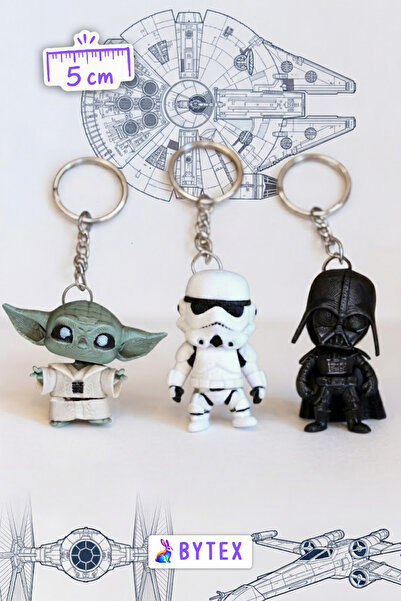 BytexStore Starwars 3’lü Set Darth Vader Yoda Stormtrooper Anahtarlık Charm