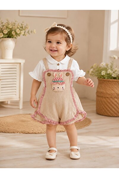 gültekin bebe Bebinni Müslin Kumaş Slopet Kız Takım 9-24 Aylık -9013232 - GÜL...