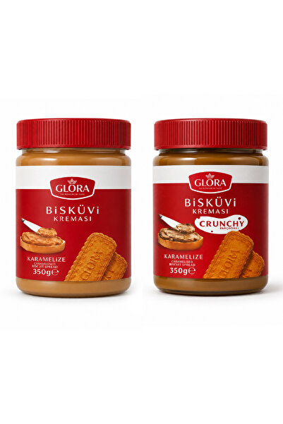 Glora İkili Karamelize Bisküvi Kreması - Smooth 350gr x 1 Adet + Crunchy 350 ...