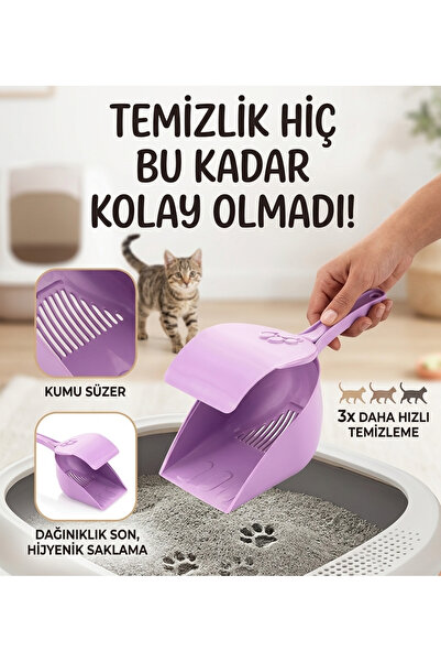 Harika bir ev Lilac cat litter scoop with lid