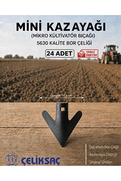 ÇELİKSAÇ Orijinal MİNİ KAZAYAĞI (MİKRO KÜLTİVATÖR BIÇAĞI) - 24 Adet 5630 Bor ...