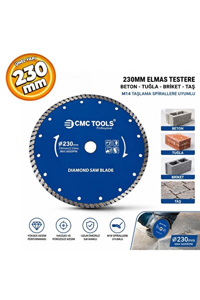 CMC Tools CMC6044 Fayans Karo Seramik Granit Beton Kesme Diski 230 mm Turbo E...