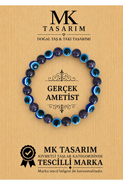 MK tasarım حجر الأميثيست الحقيقي MKT.1.101.50- إنه بلونه الخاص - سوار مريح، م...