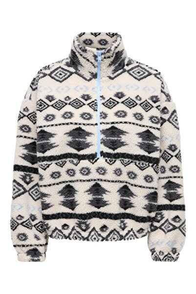 ONLY ONLJANNE LIFE AZTEC TEDDY L/S ZIP CC SWT Жіночий сірий світшот - 15267415