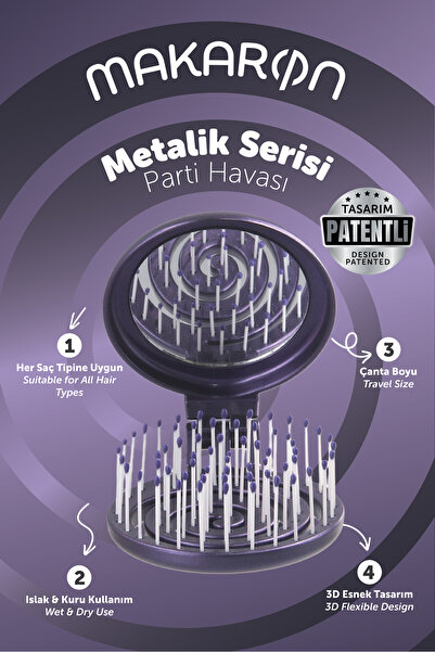 PROCO Beauty Macaron METALLIC - فرشاة شعر مرآة مرنة ثلاثية الأبعاد بحجم الحقي...